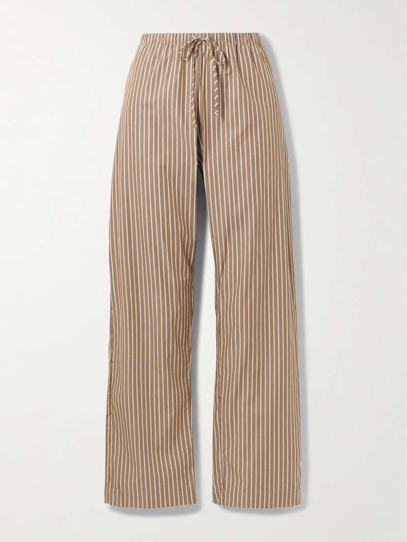 LESET Yoshi Striped Cotton And Lyocell-blend Wide-leg Pants