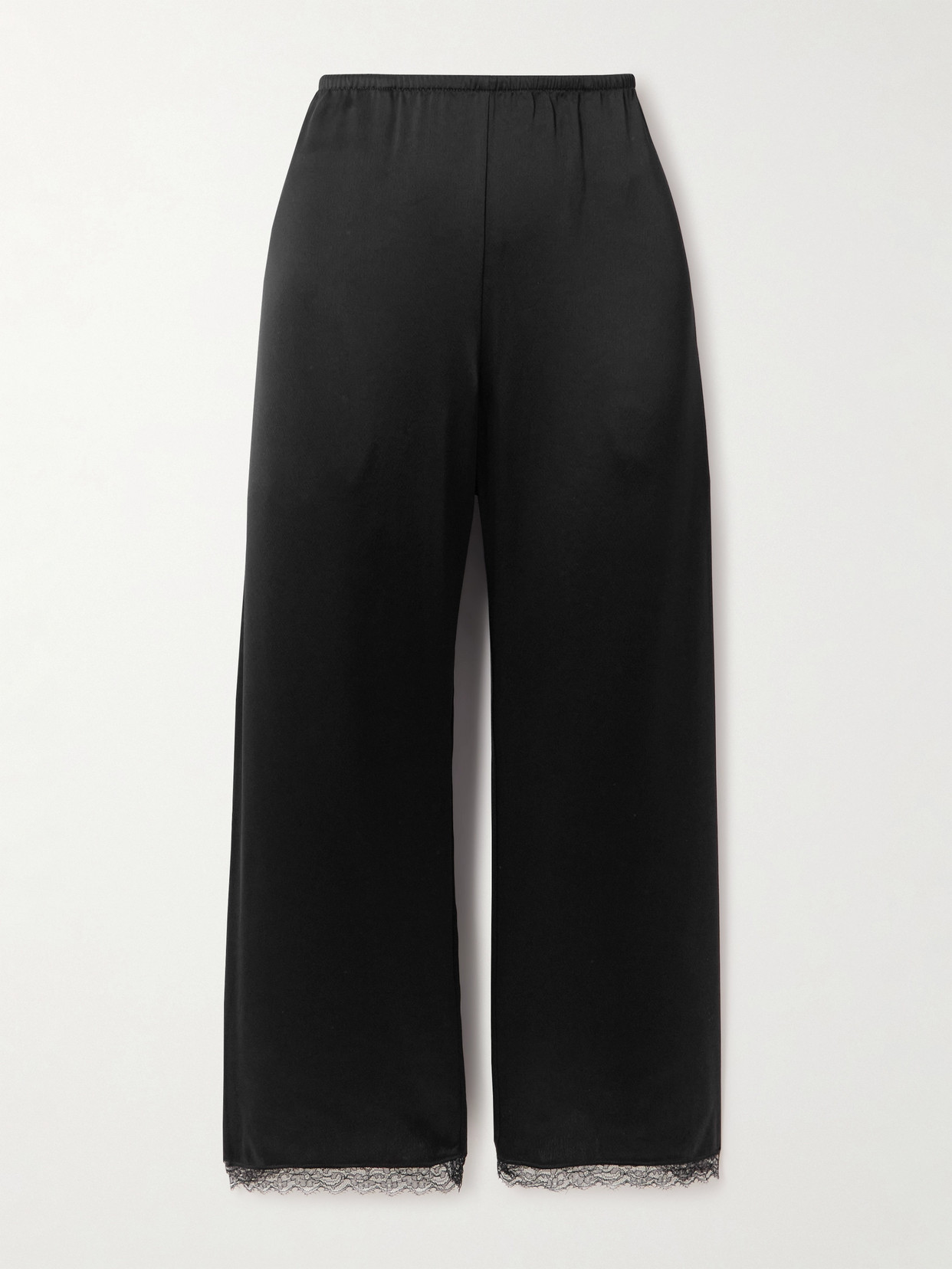 Leset Barb Lace-trimmed Satin Wide-leg Pants In Black