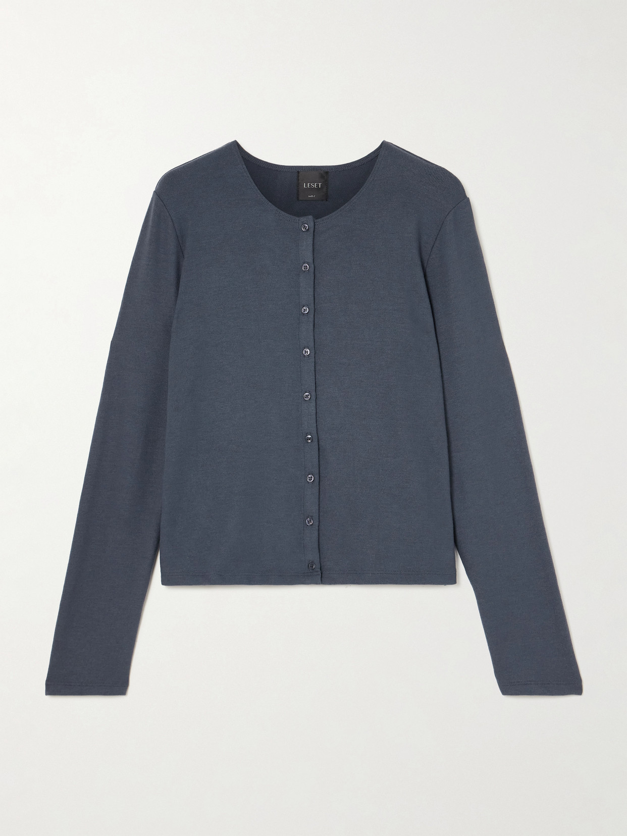 Leset Lauren Jersey Cardigan In Blue
