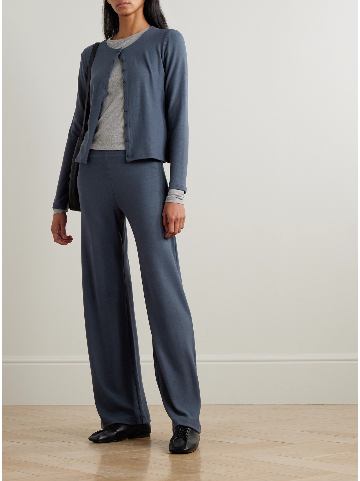 Leset Lauren Classic Cardigan In Blue