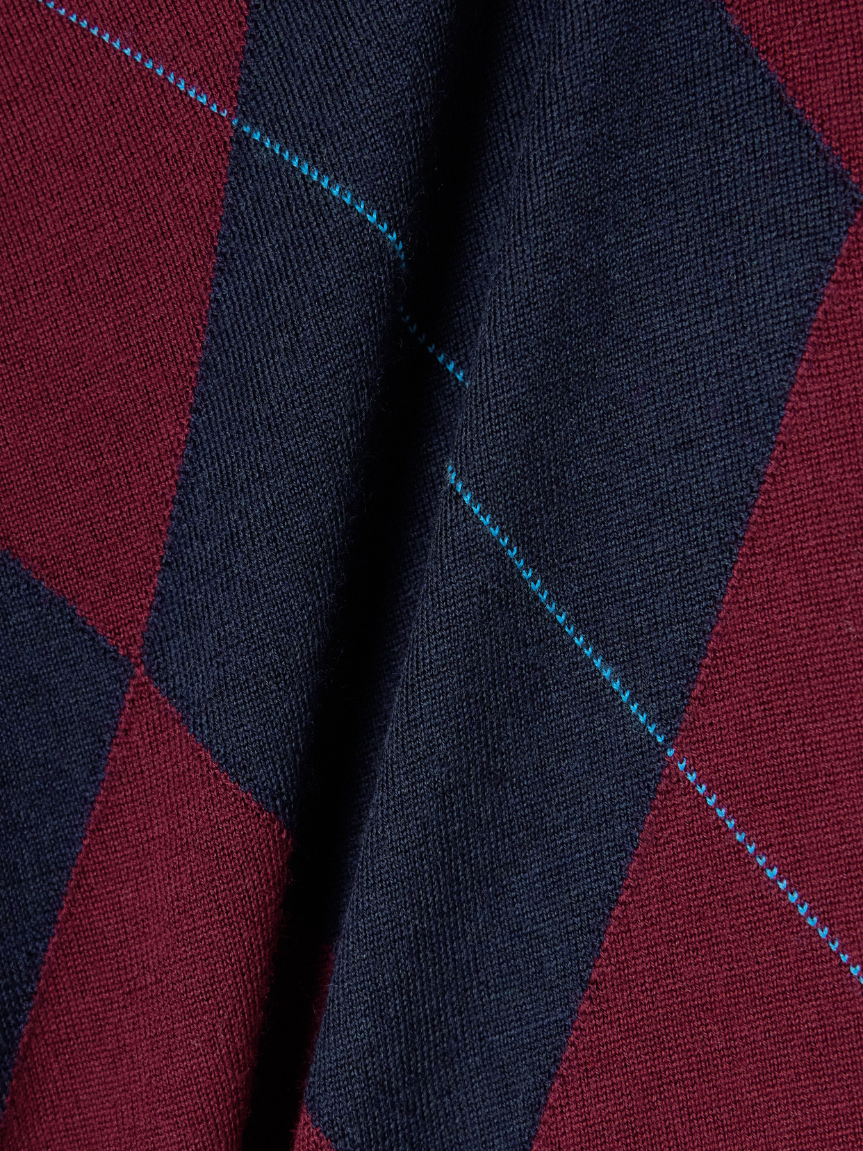 Leset James Argyle Merino Wool Polo Sweater In Red
