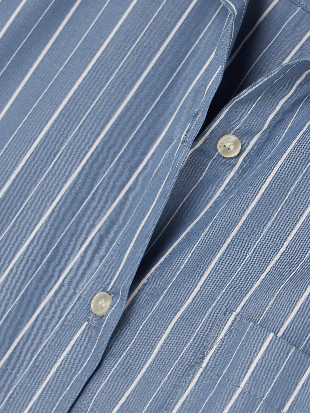 Leset Yoshi Striped Cotton And Lyocell-blend Poplin Shirt In Blue