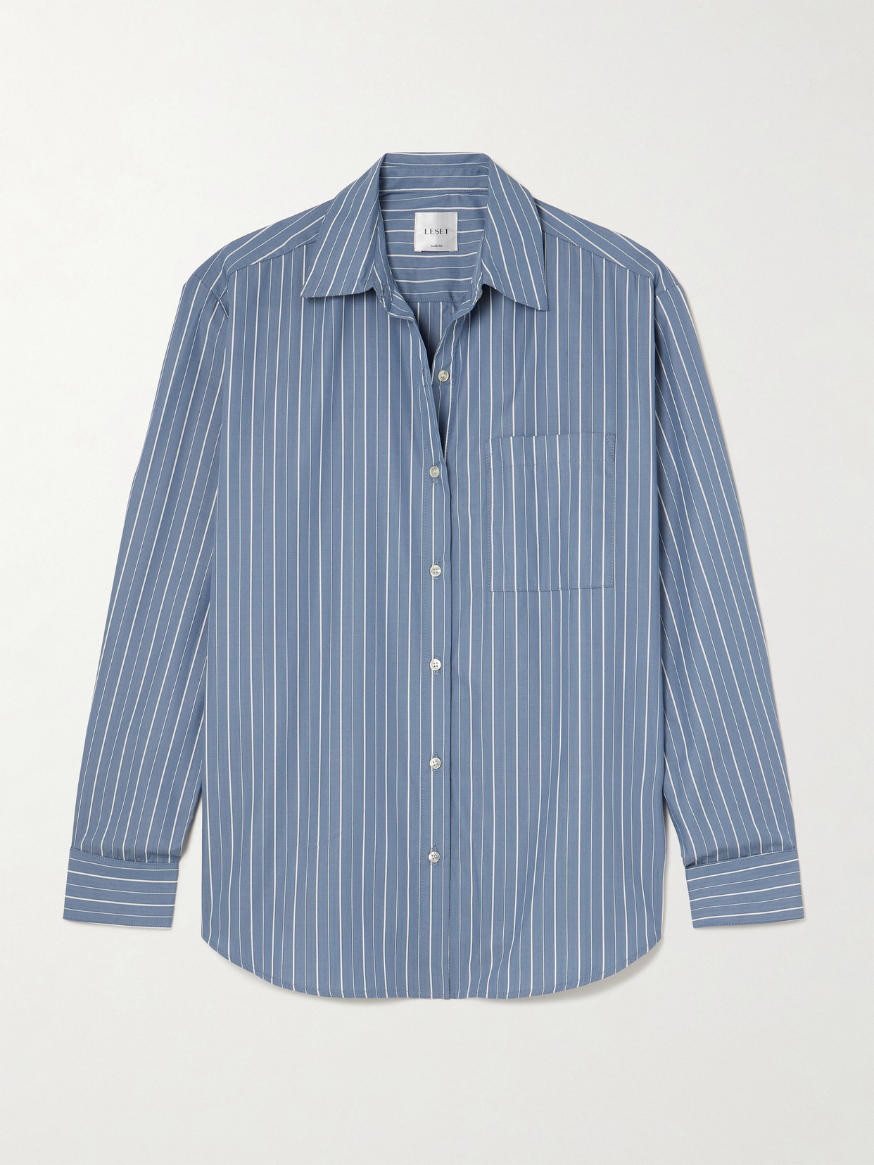 Leset Yoshi Striped Cotton And Lyocell-blend Poplin Shirt In Blue