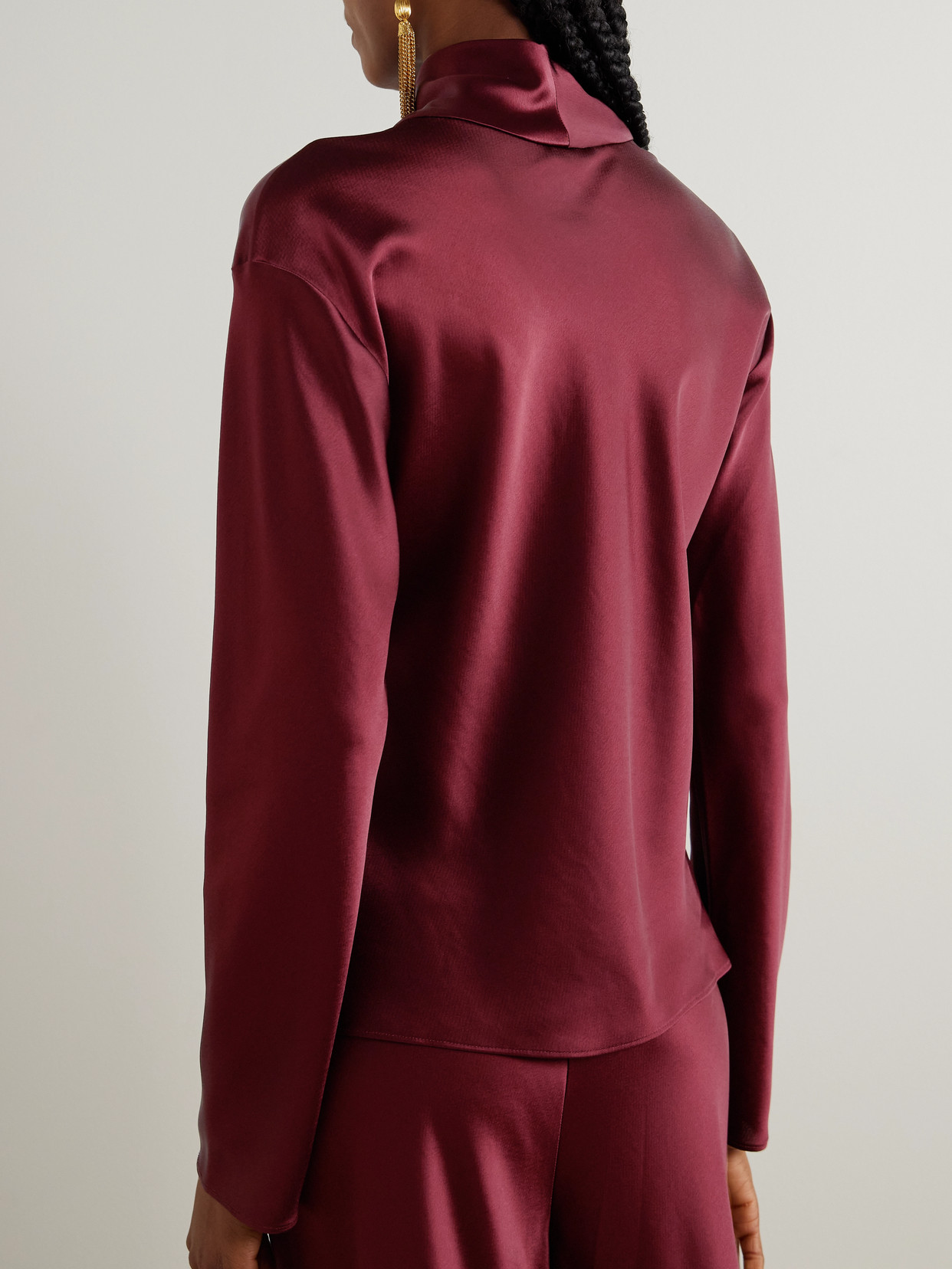 Leset Barb Long Sleeve Cowlneck Top In Red
