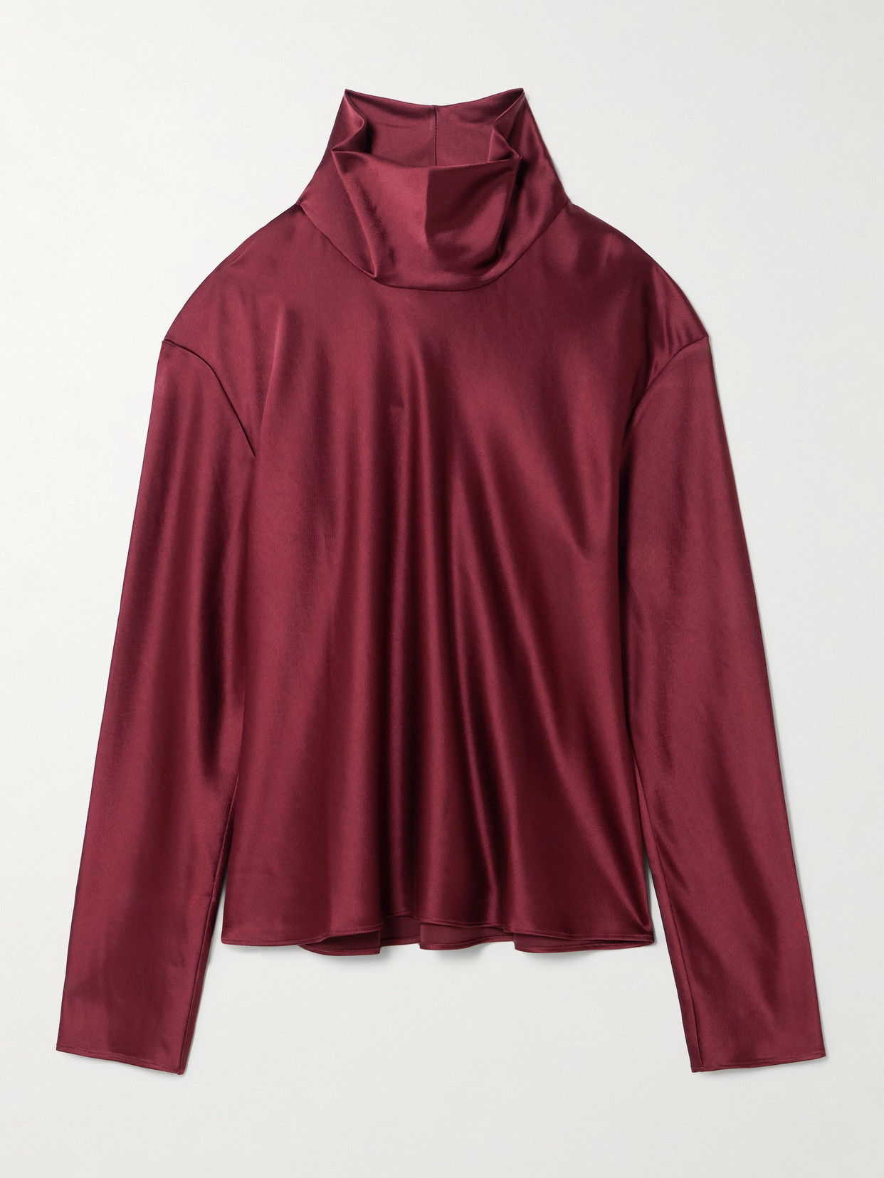 Leset Barb Long Sleeve Cowlneck Top In Red