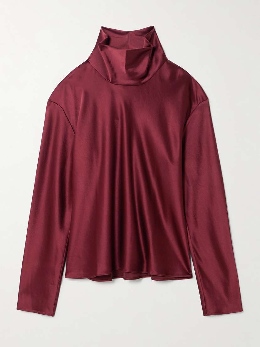 LESET Barb Draped Satin Blouse