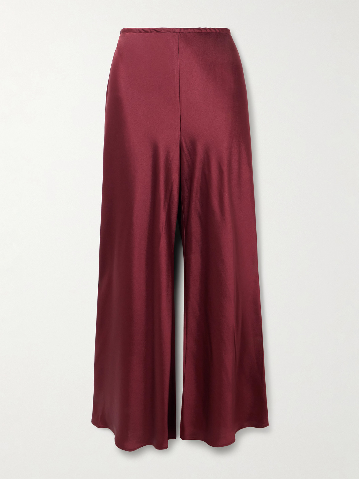 Leset Barb High-rise Satin Straight Pants In Burgundy