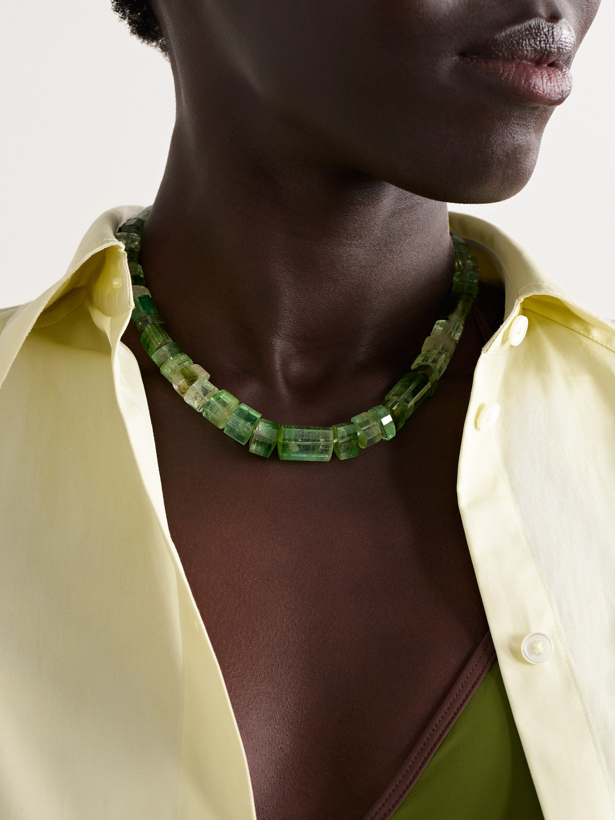 Marisa Klass Gold Tourmaline Necklace In Green