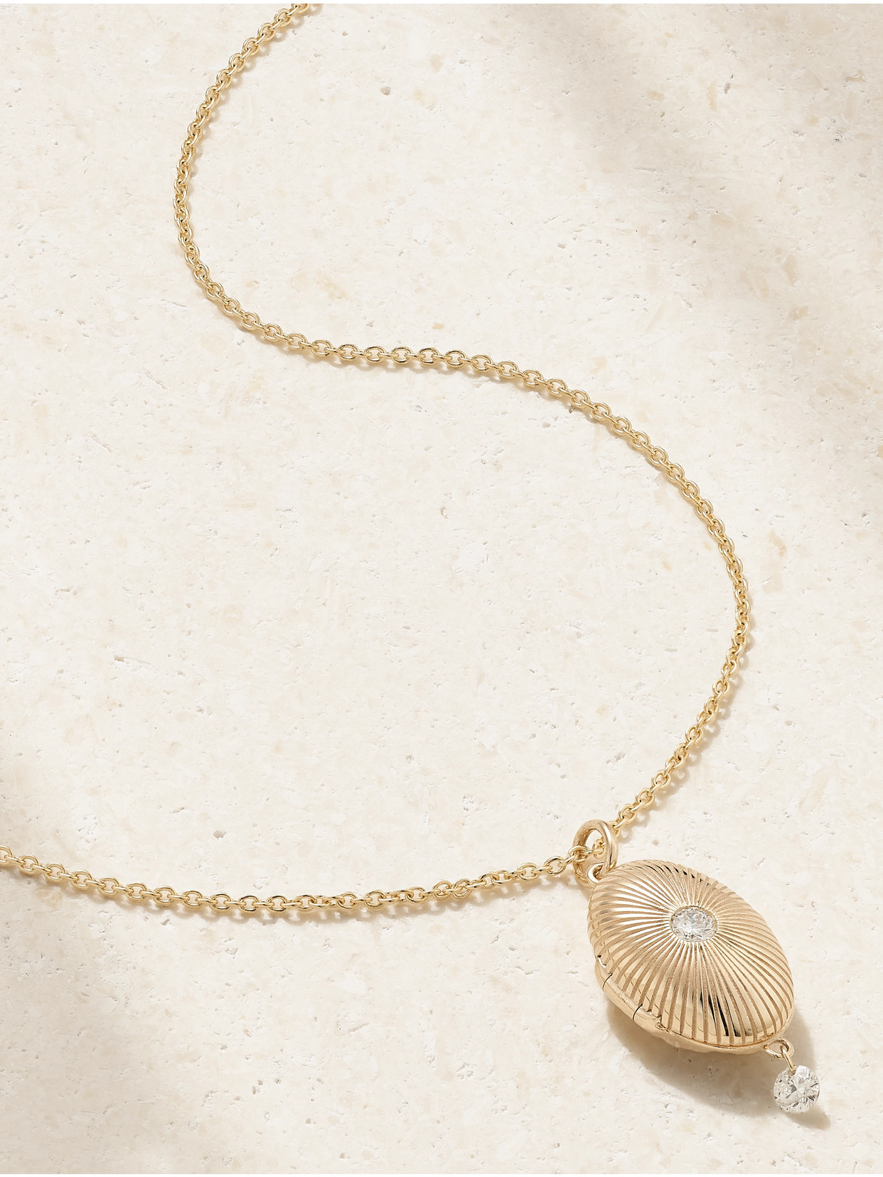 Persée Locket 9-karat Gold Diamond Necklace