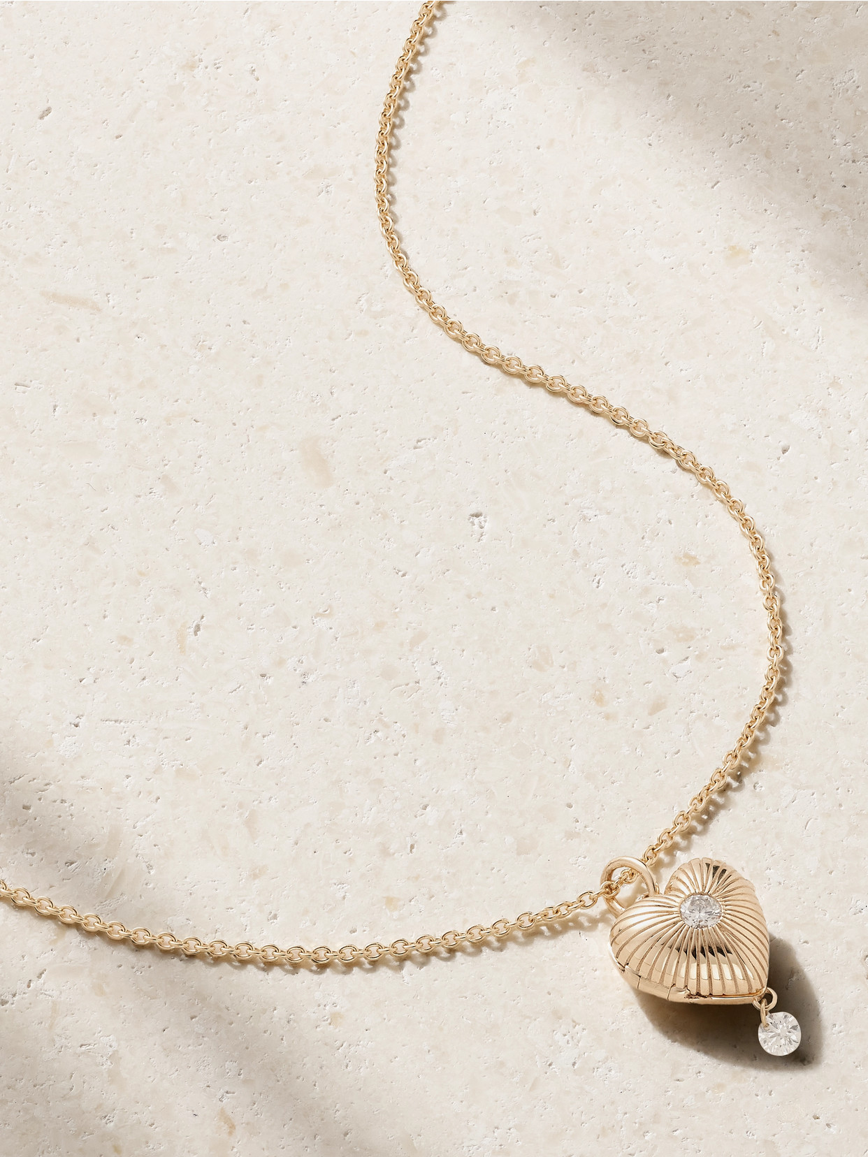 Persée Locket 9-karat Gold Diamond Necklace