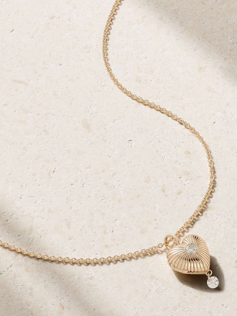 Persée Locket 9-karat Gold Diamond Necklace