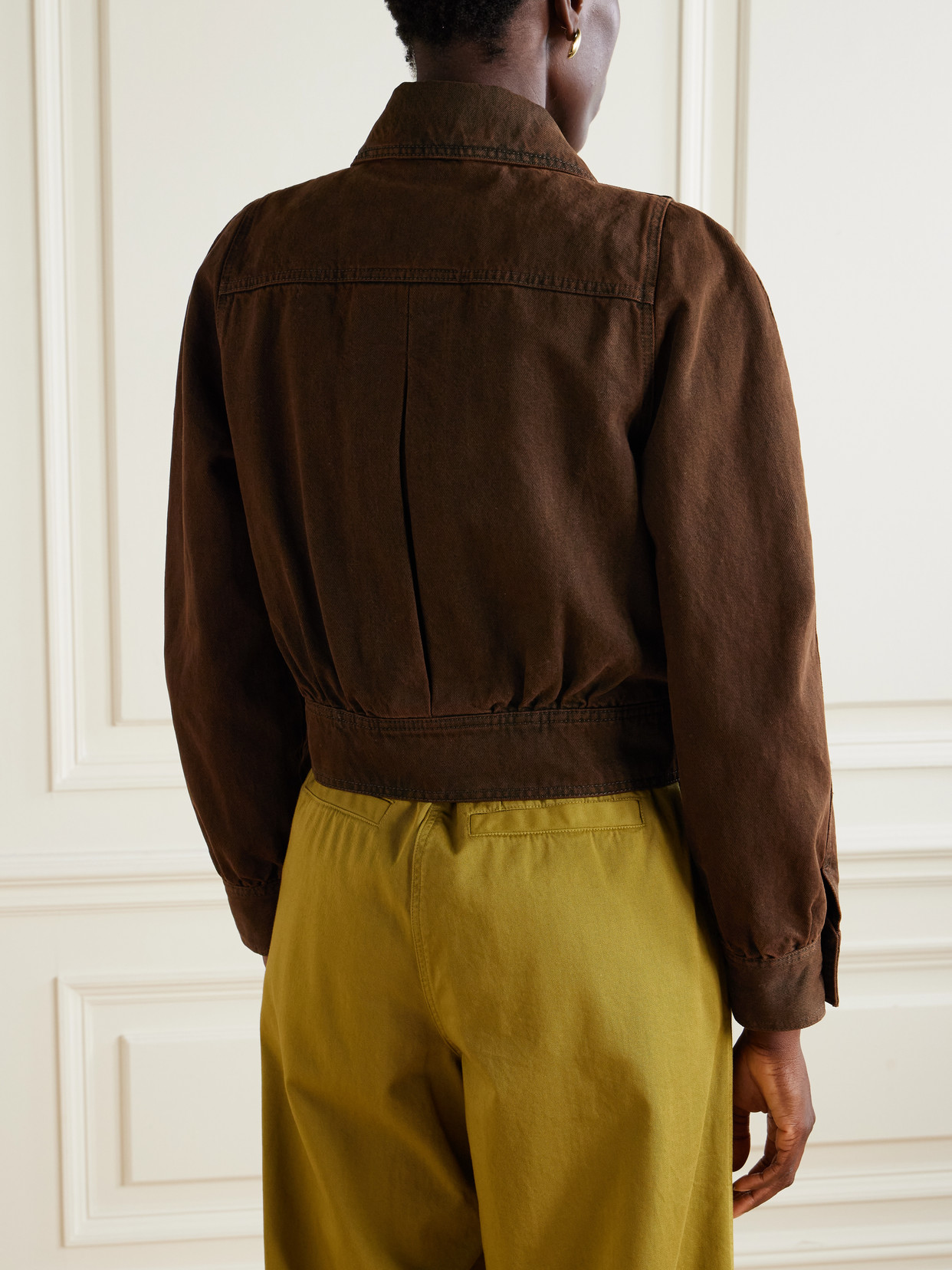 Dries Van Noten Long-sleeved Denim Jacket In Brown