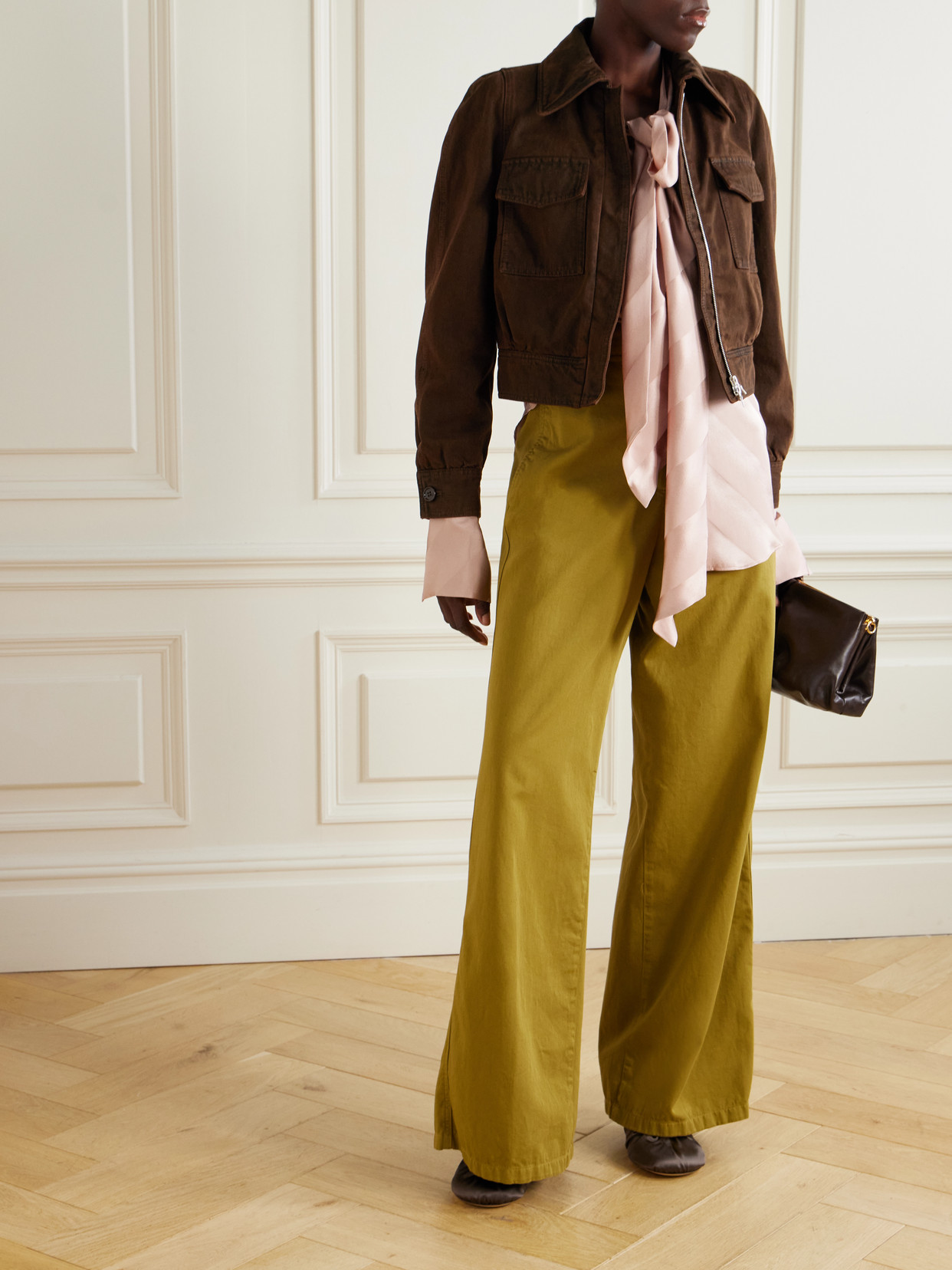 Dries Van Noten Long-sleeved Denim Jacket In Brown