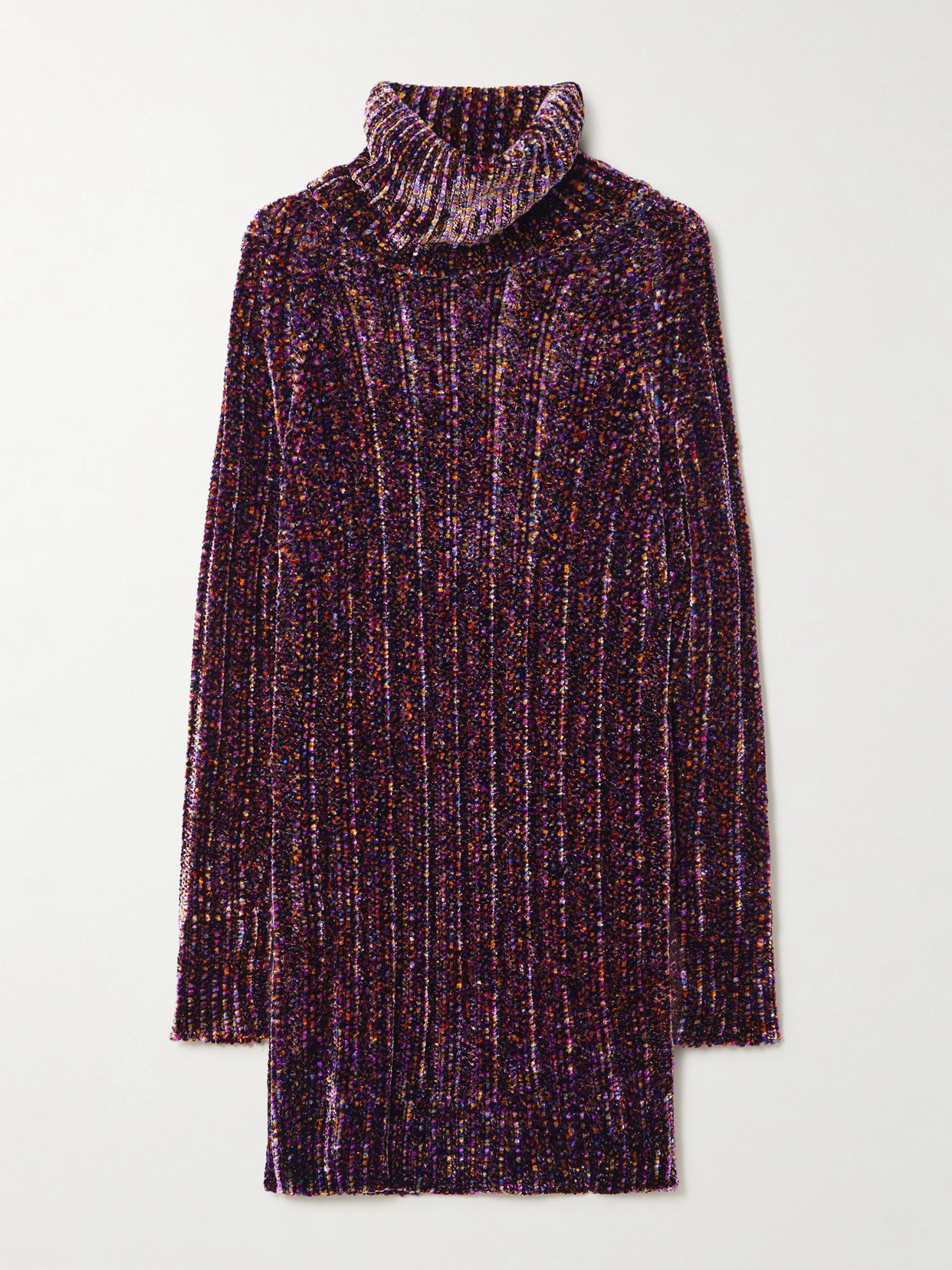 Dries Van Noten Ribbed Chenille Turtleneck Sweater In Purple