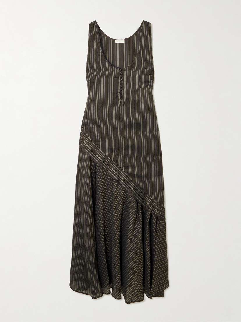 Dries Van Noten Striped Satin Midi Dress