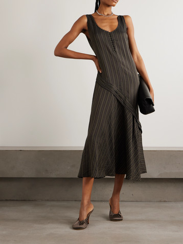 Striped satin midi dress