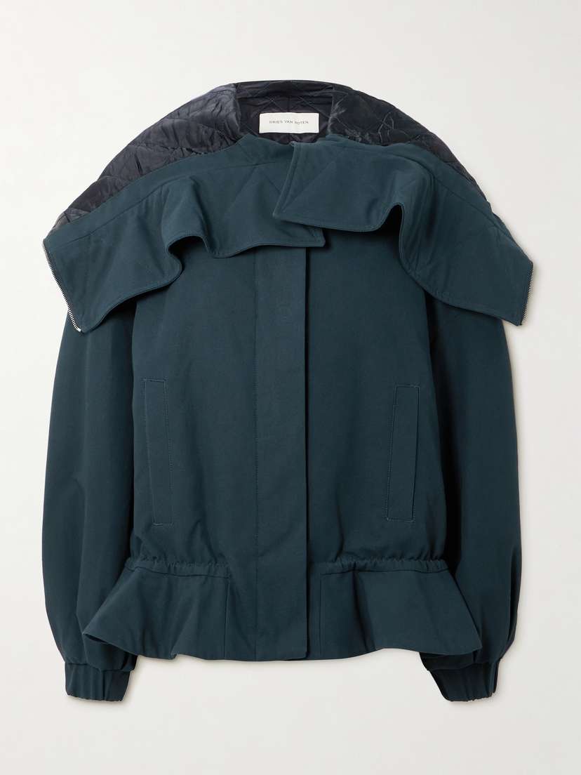 Dries Van Noten Oversized Cropped Quilted Shell-trimmed Cotton-canvas Bomber Jacket