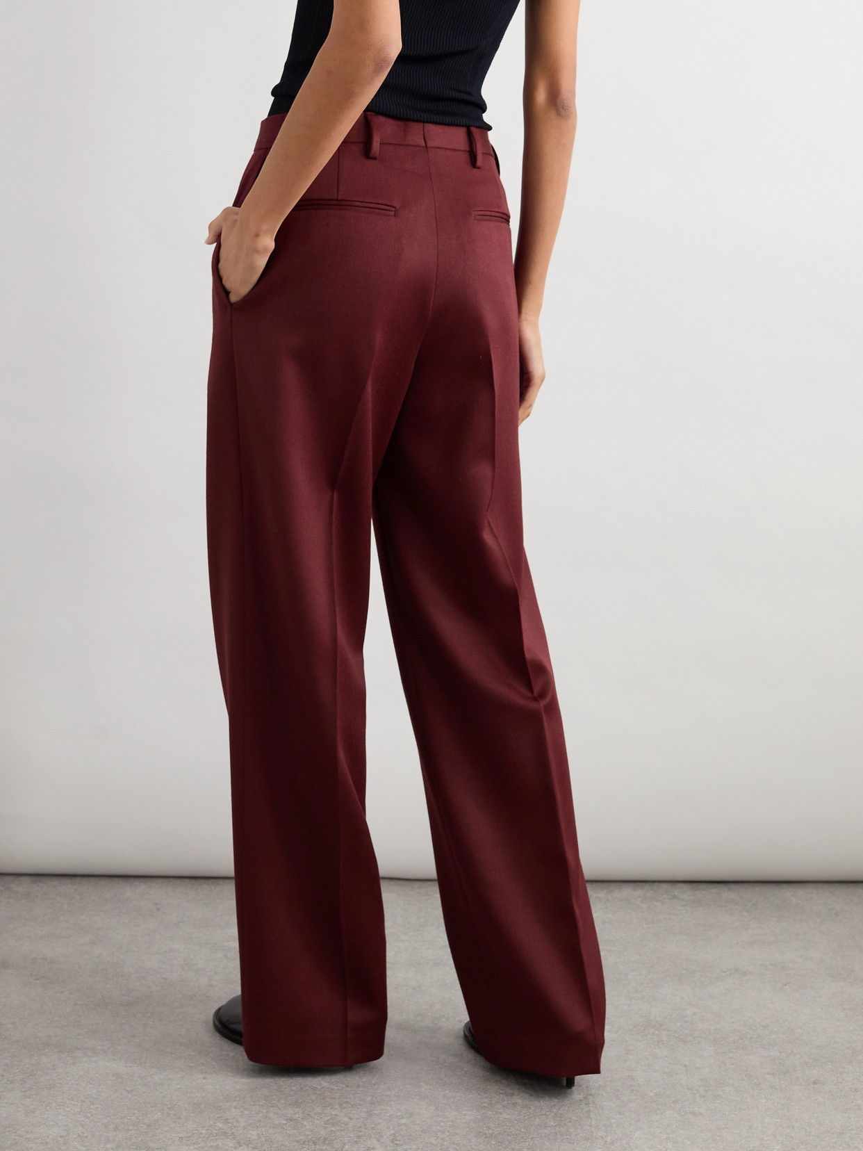 Dries Van Noten Pleated Wool-twill Wide-leg Pants In Red
