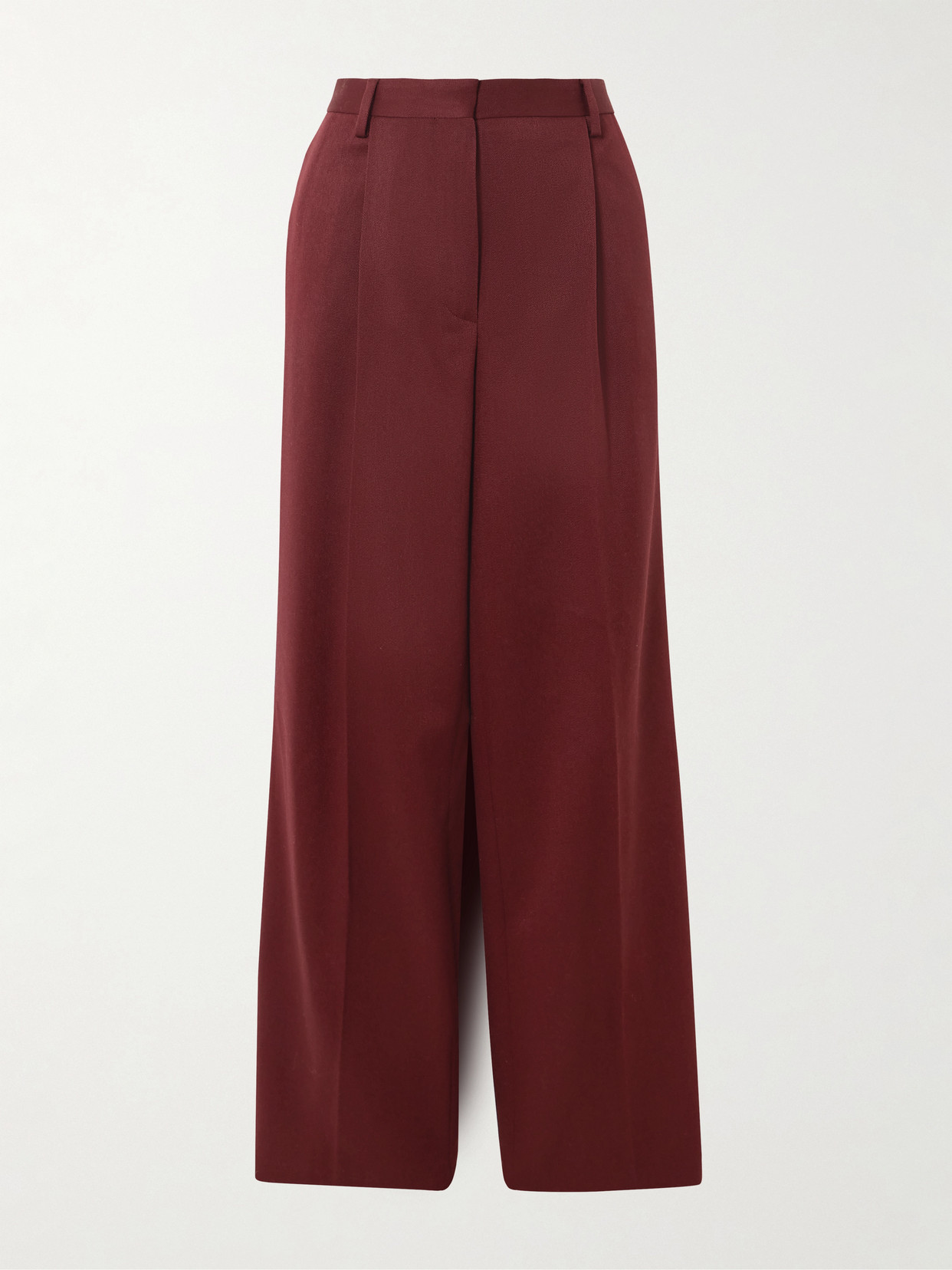 Dries Van Noten Pleated Wool-twill Wide-leg Pants In Red