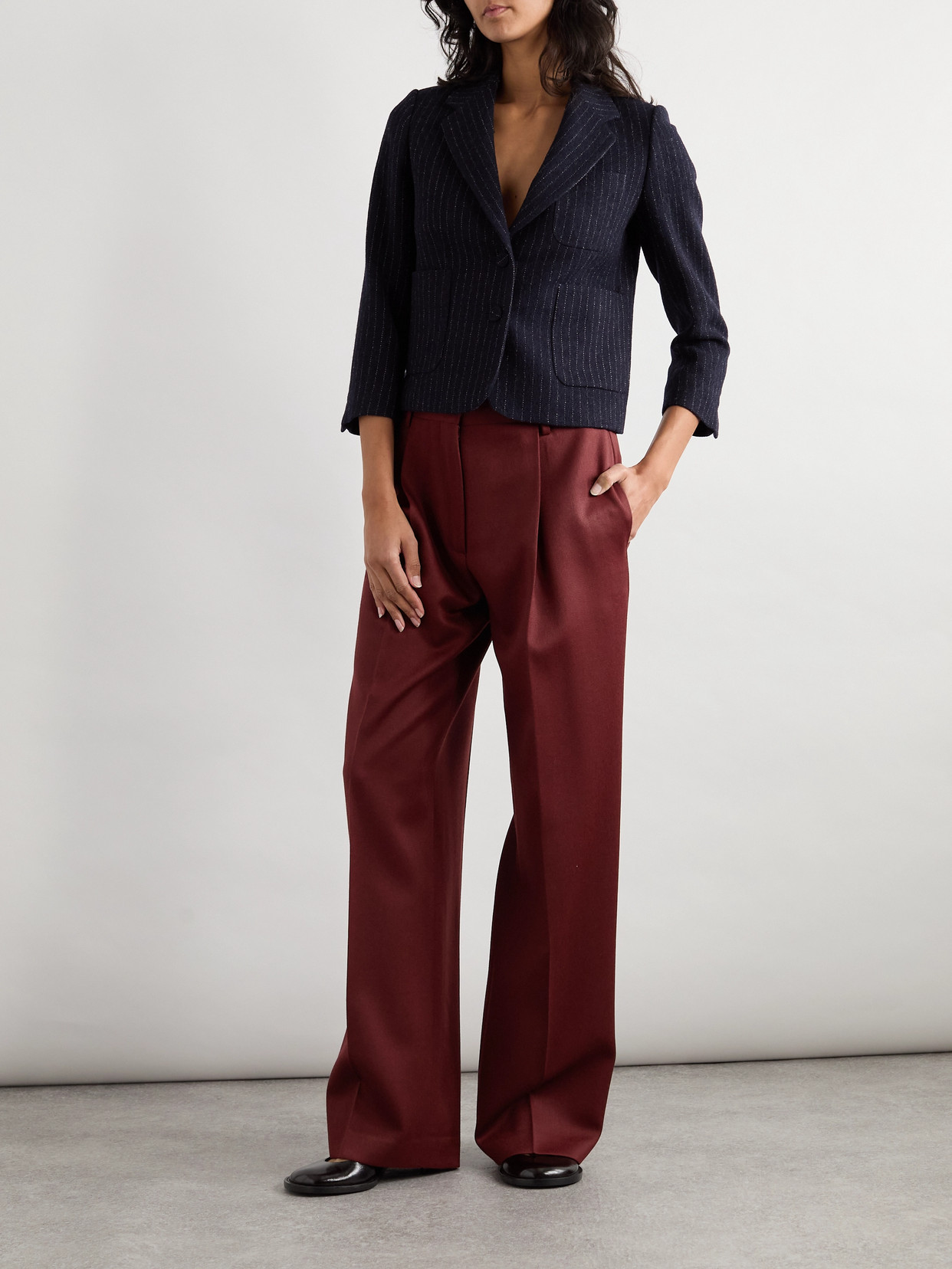 Dries Van Noten Pleated Wool-twill Wide-leg Pants In Red