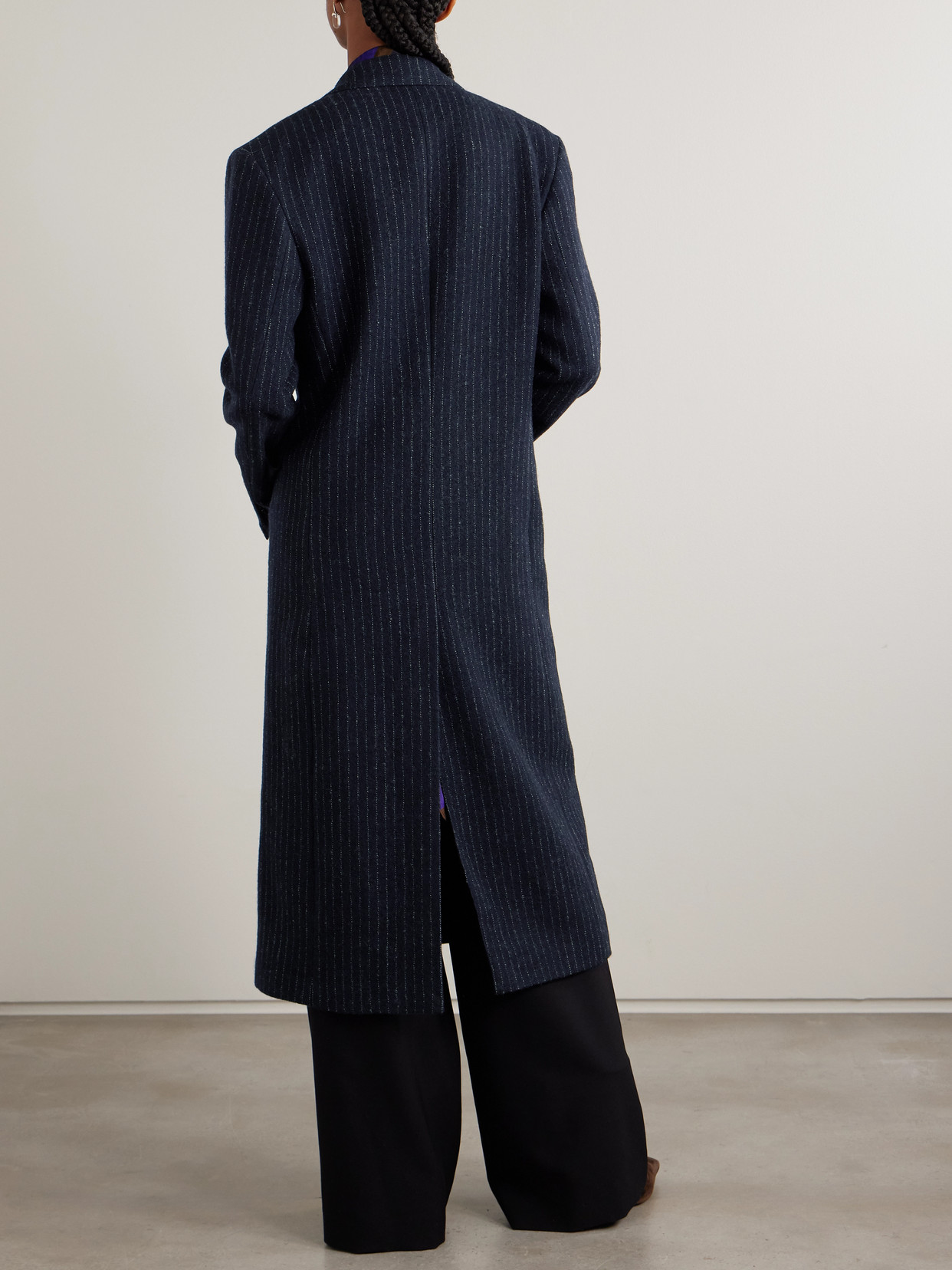 Dries Van Noten Pinstriped Wool-twill Coat In Blue