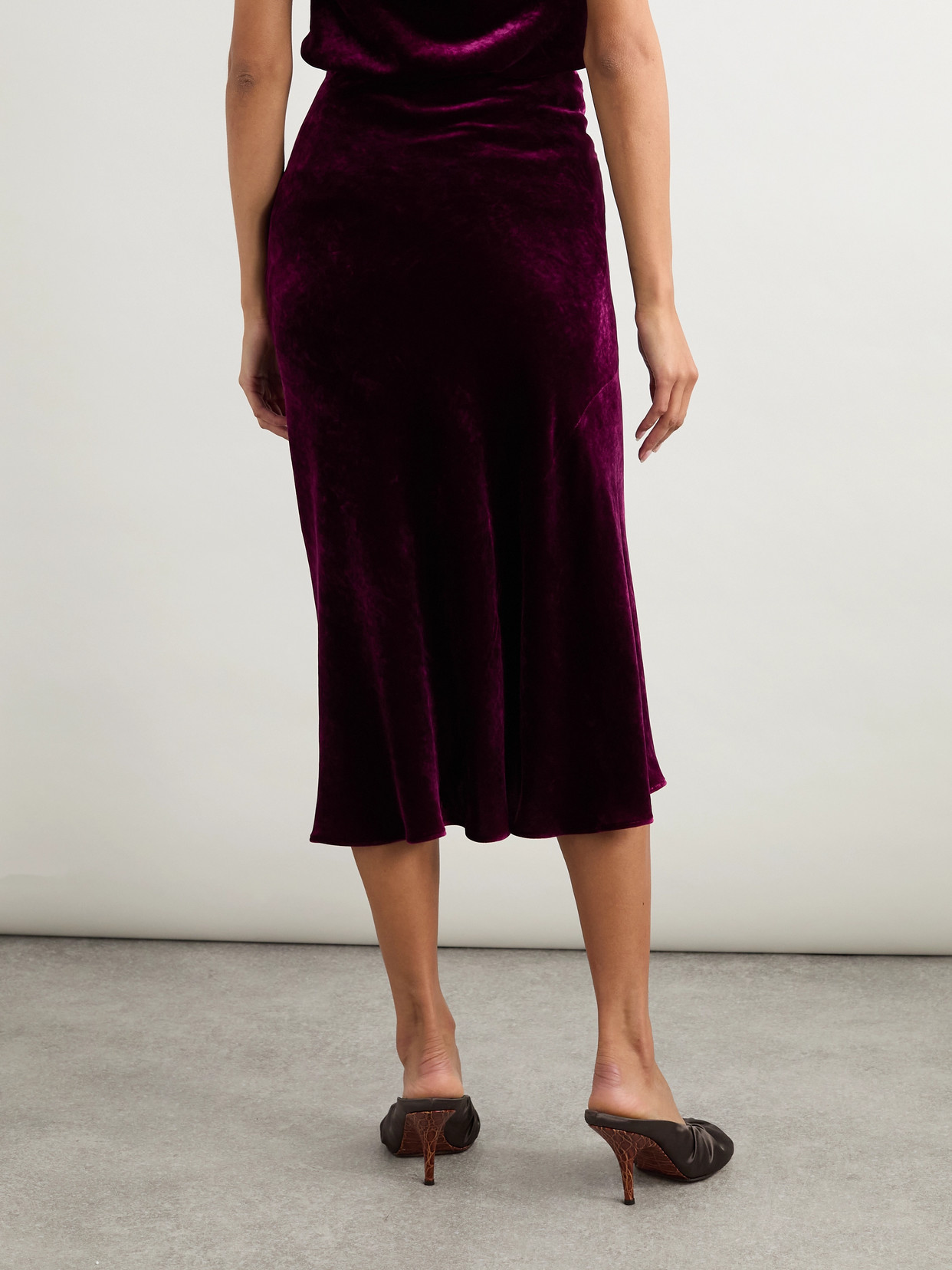 Dries Van Noten Womens Violet Velvet Twisted Woven Midi Skirt In Burgundy