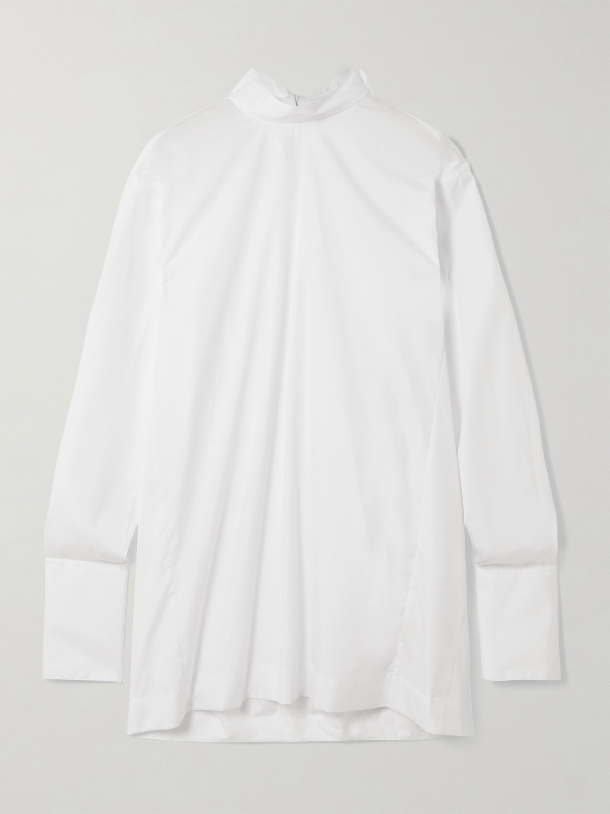 Dries Van Noten Tie-detailed Gathered Cotton-poplin Shirt In White