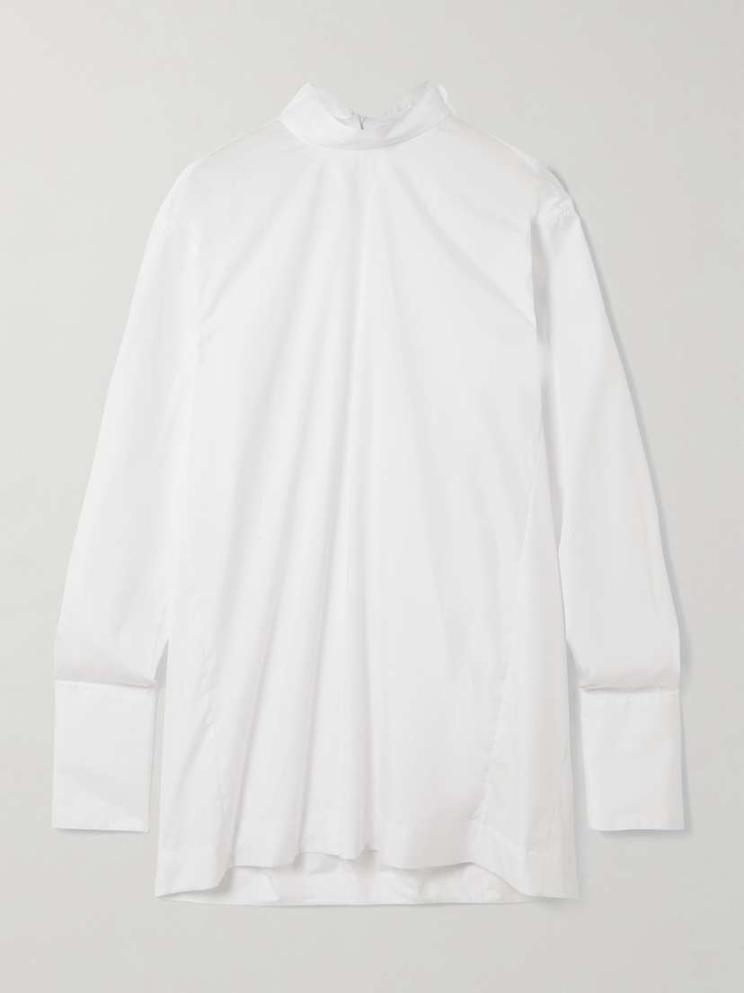 Dries Van Noten Tie-detailed Gathered Cotton-poplin Shirt