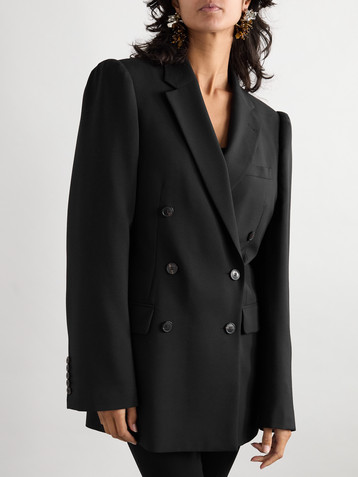 Dries Van Noten Double-breasted wool and mohair-blend twill blazer