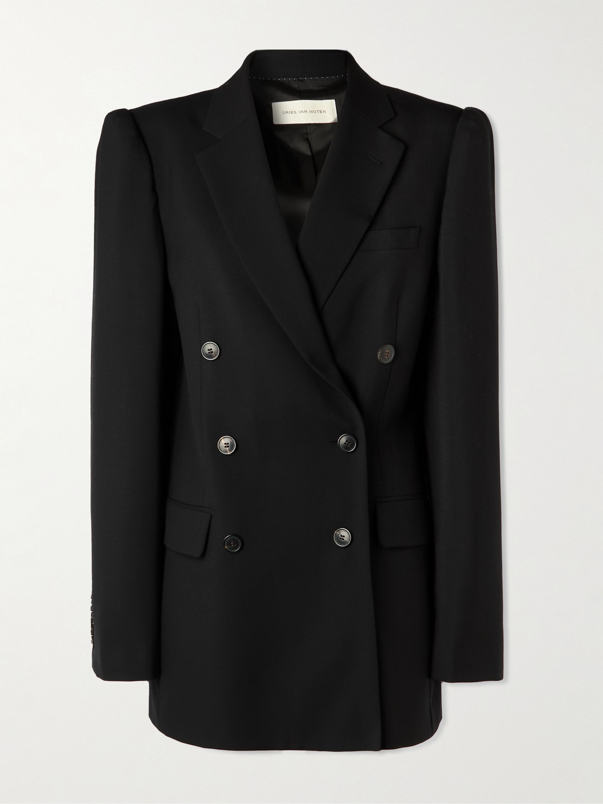 Dries Van Noten Double-breasted Wool And Mohair-blend Twill Blazer In Black