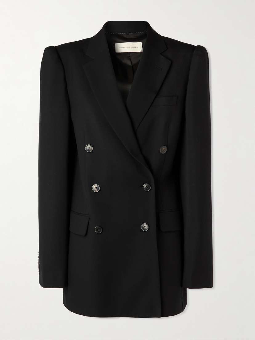 Dries Van Noten Double-breasted Wool And Mohair-blend Twill Blazer