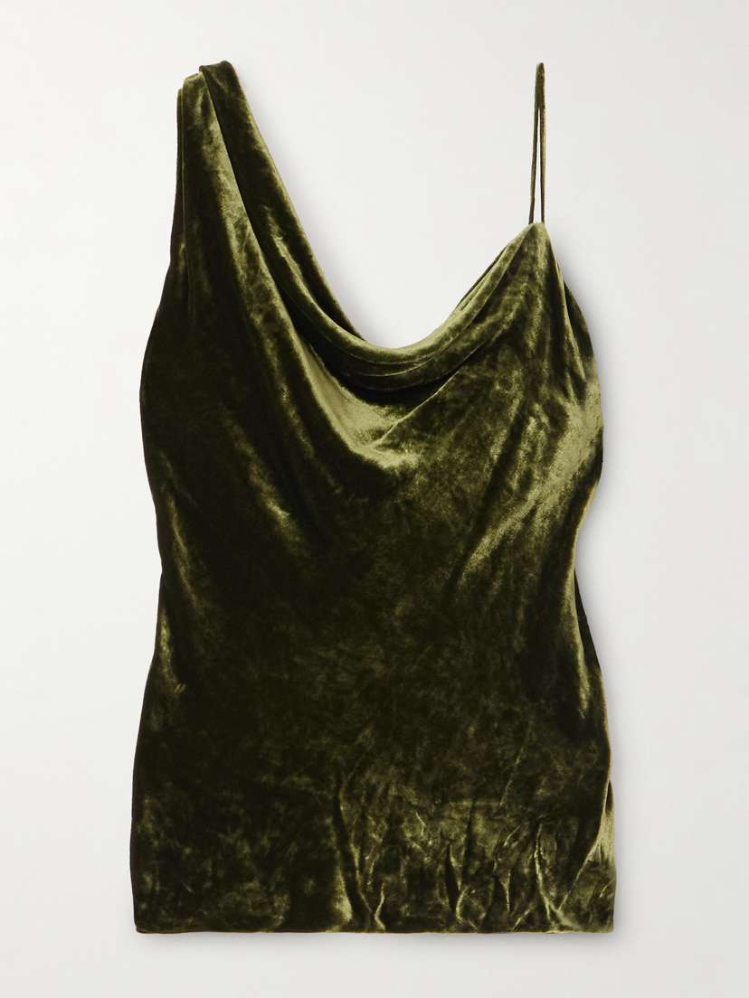 Dries Van Noten Asymmetric Draped Velvet Top