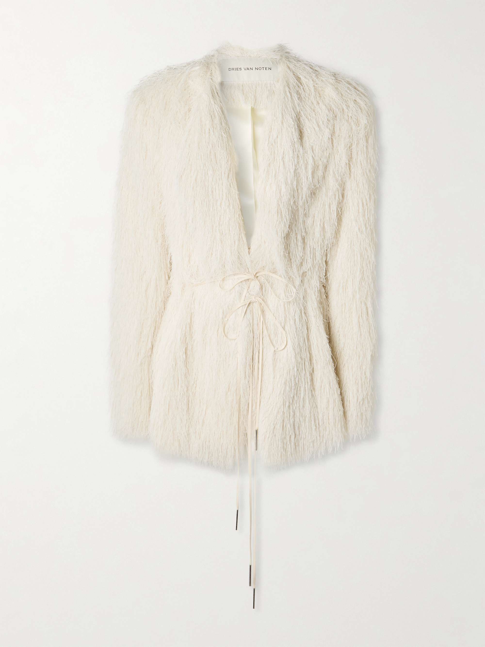 DRIES VAN NOTEN フリンジカーディガン DRIES VAN NOTEN 織地 コート フリンジ付き | NET-A-PORTER