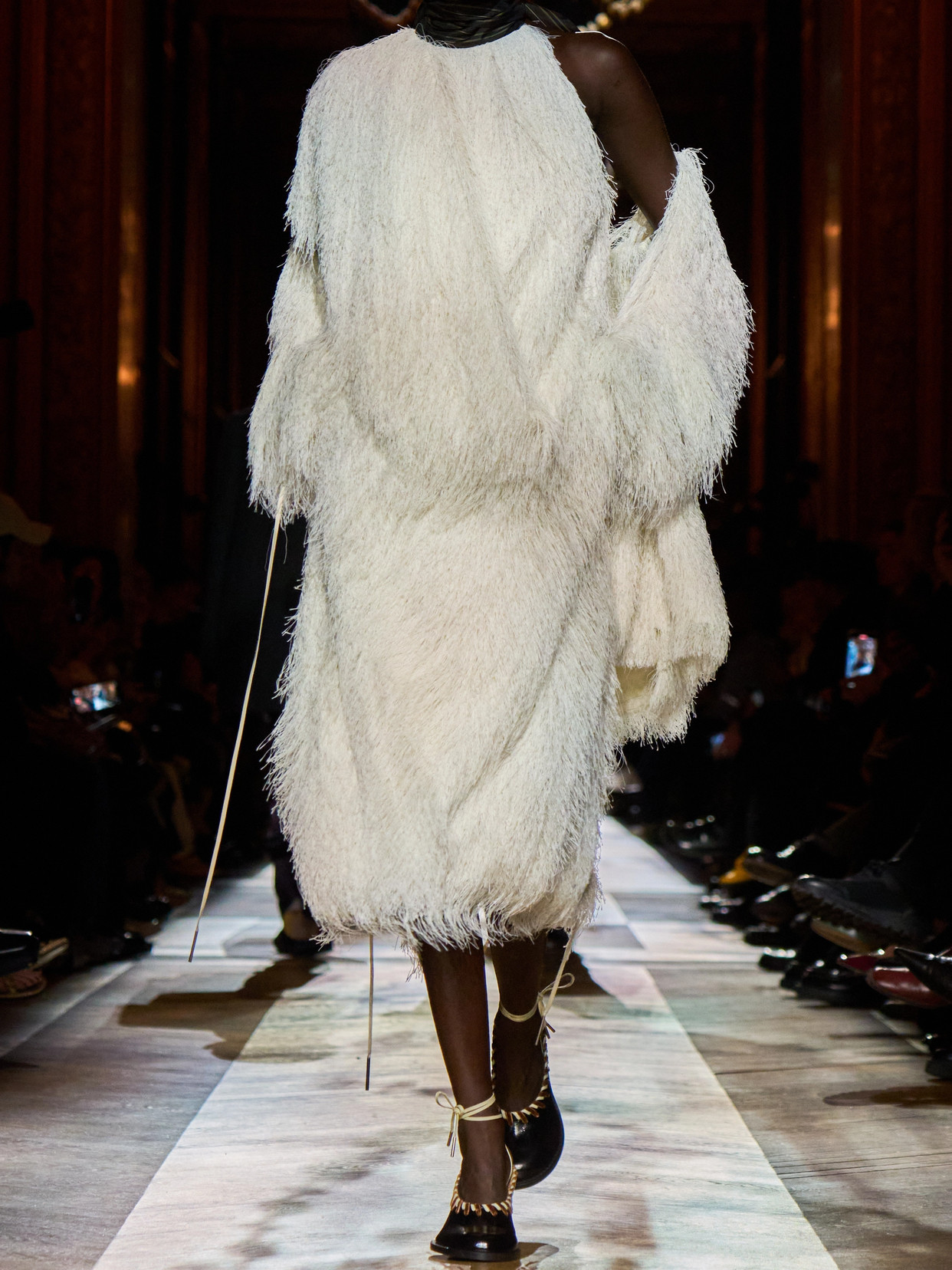 Dries Van Noten Fringed Woven Coat In White