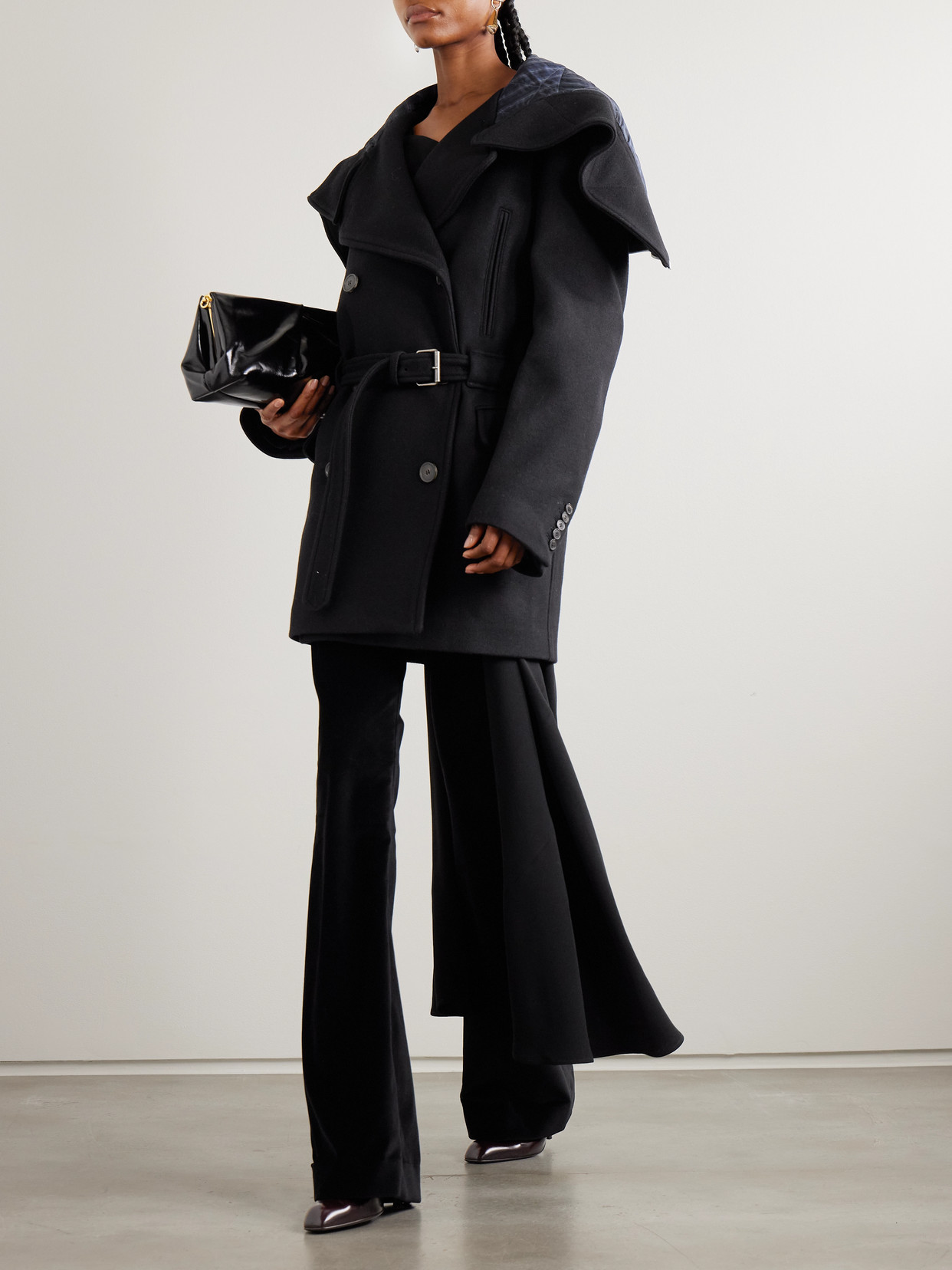 Belted Hooded Double-Breasted Coat