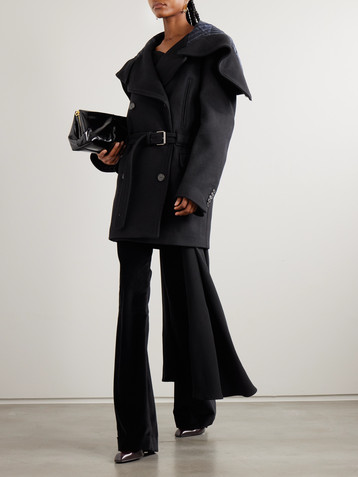 Dries Van Noten Belted hooded double-breasted coat