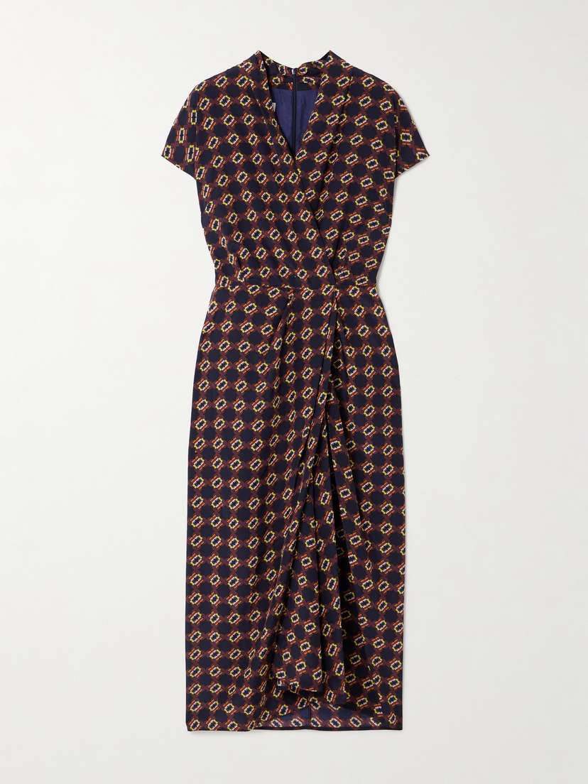Dries Van Noten Wrap-effect Printed Silk-crepe Midi Dress