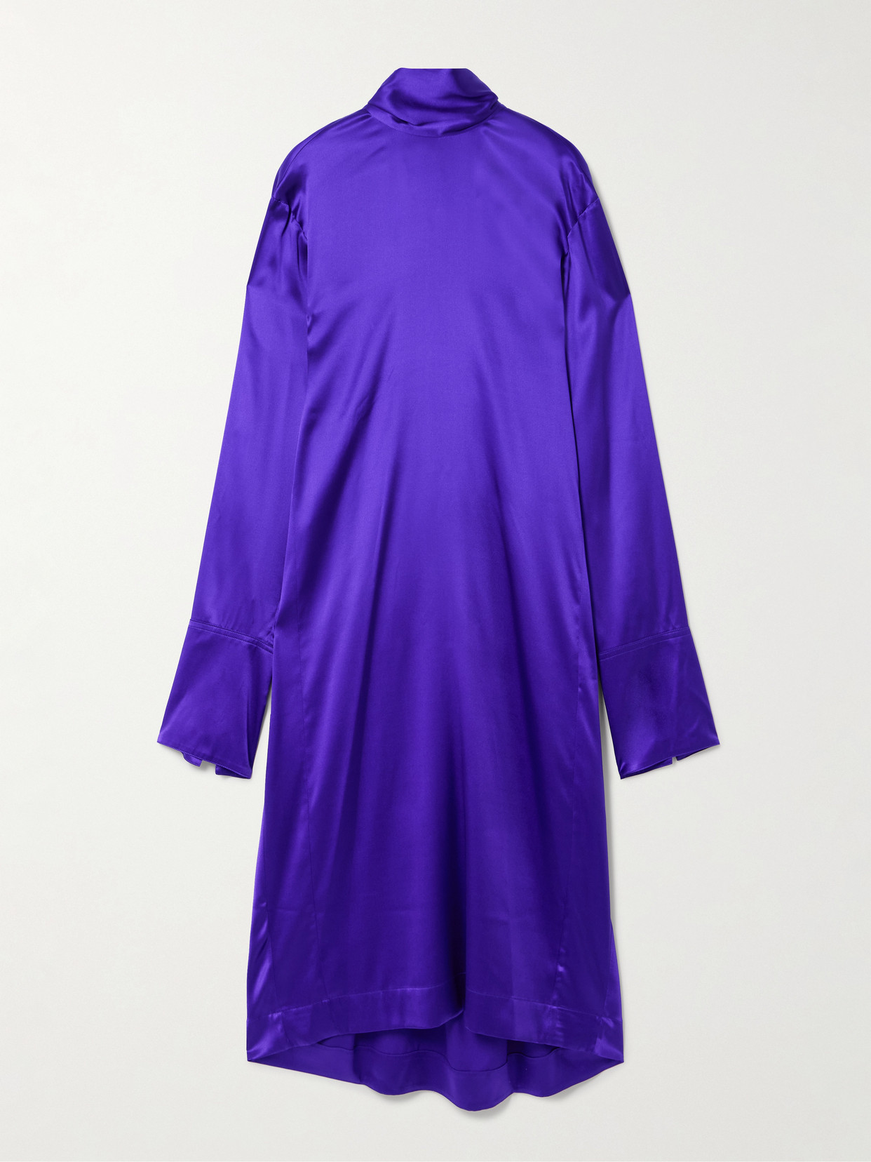 Dries Van Noten Tie-neck Stretch-silk Satin Dress In Purple