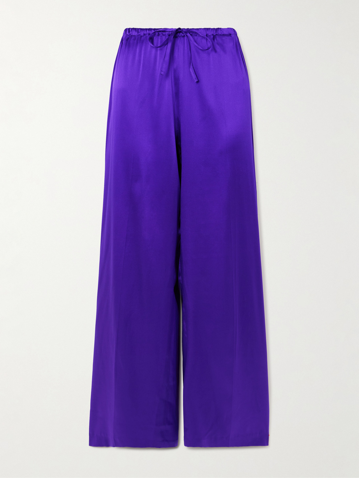 Dries Van Noten Silk-blend Satin Straight-leg Pants In Blue