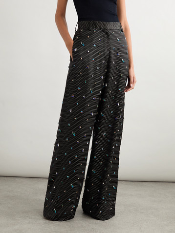 Dries Van Noten Embellished satin-jacquard wide-leg pants