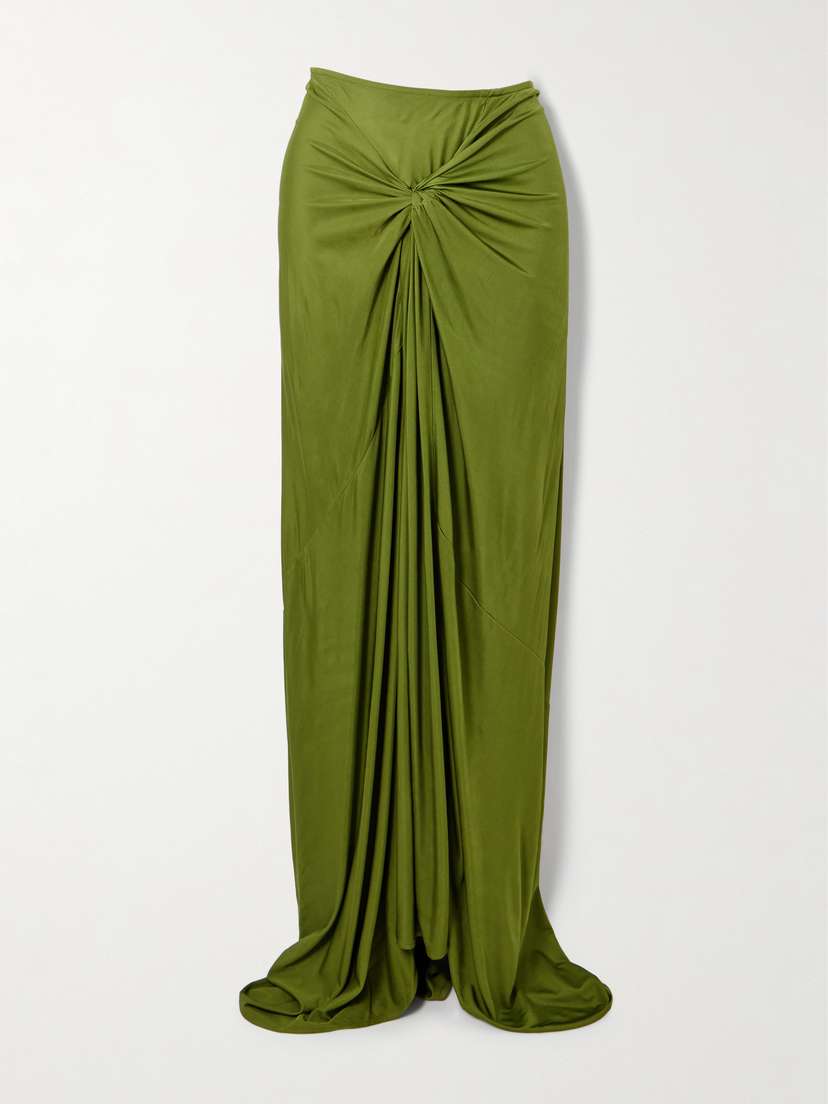 Dries Van Noten Gathered Satin-jersey Maxi Skirt