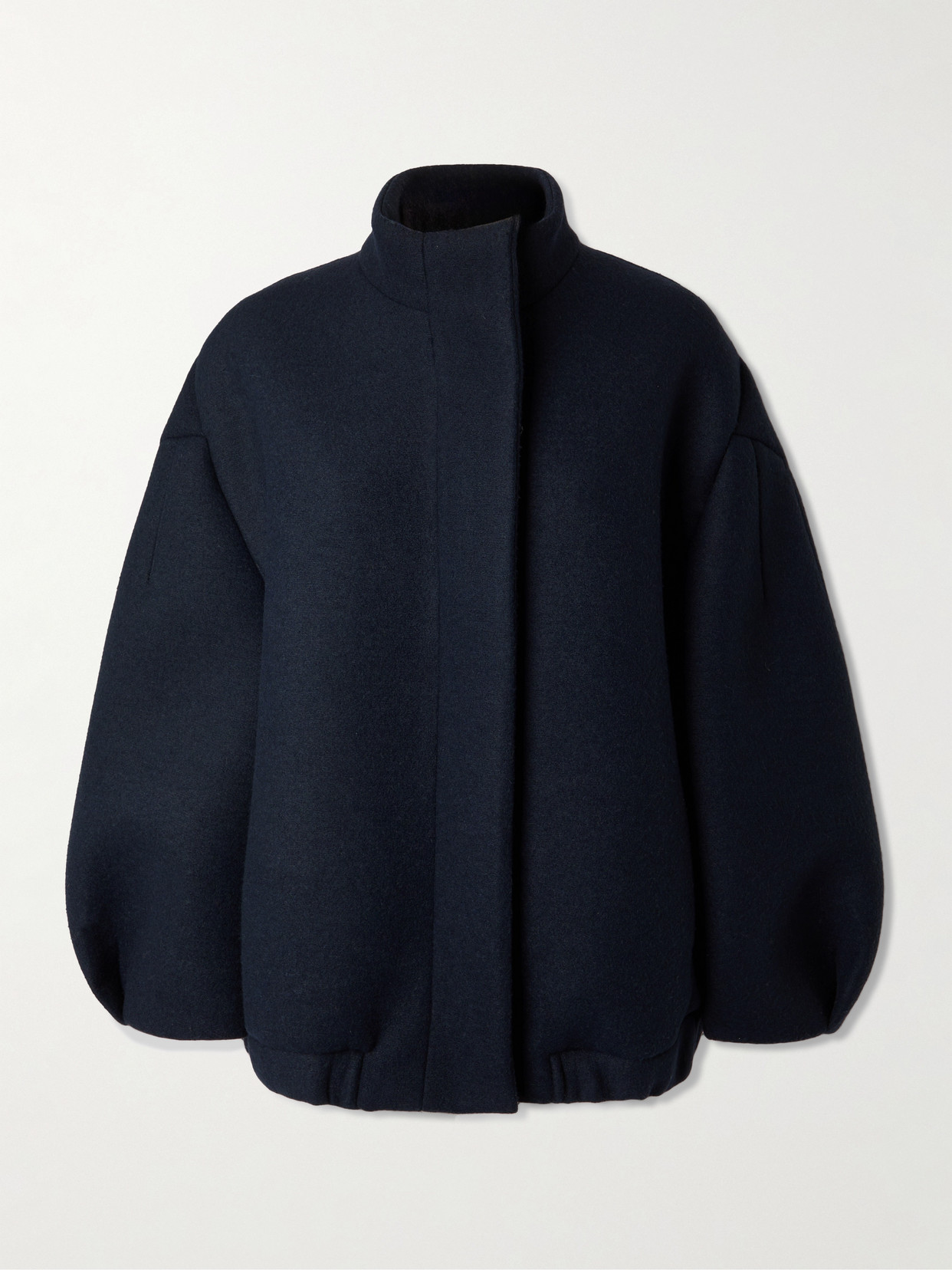 Dries Van Noten Balloon-sleeve High-neck Jacket In Blue