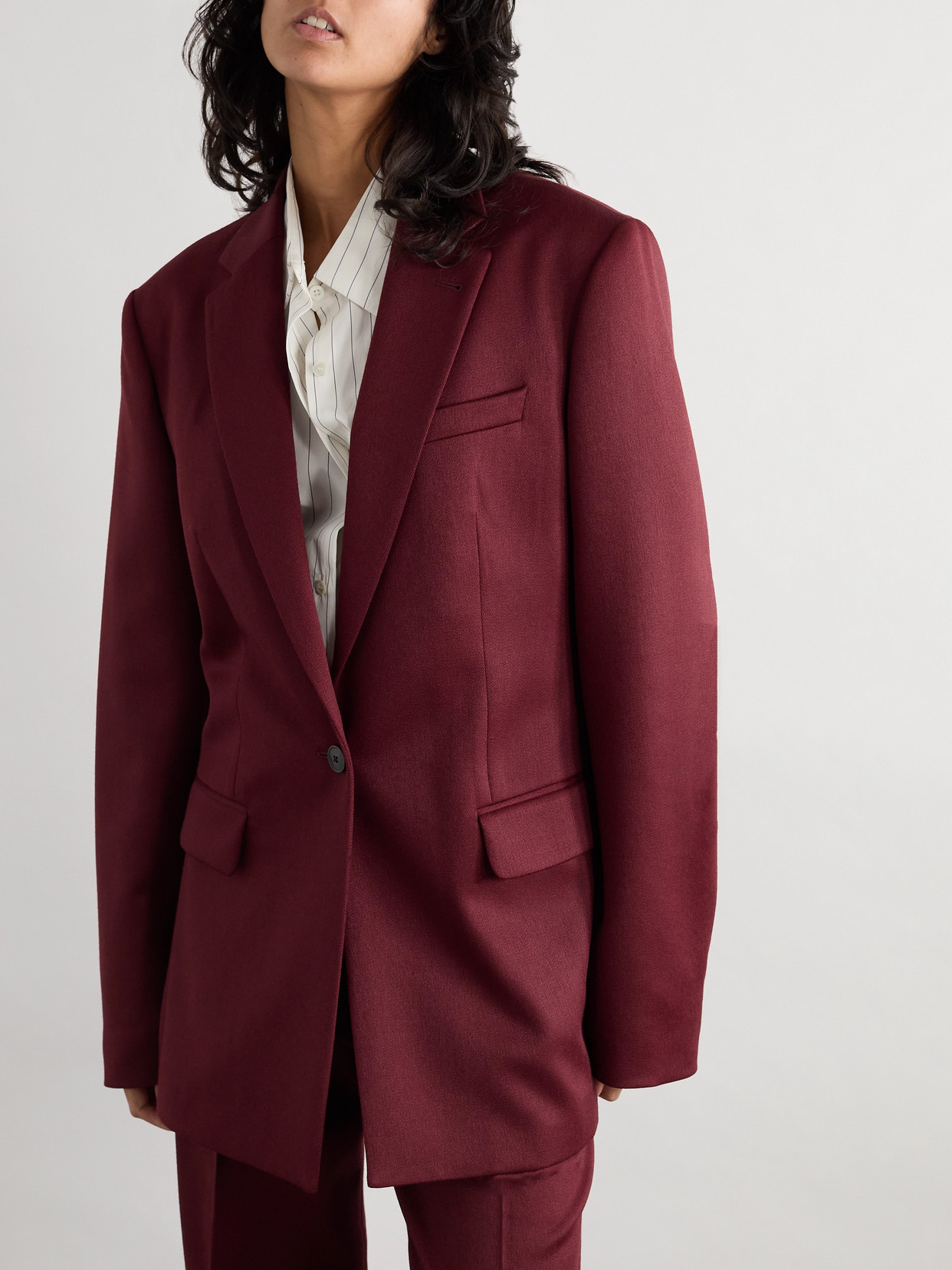Dries Van Noten Wool-twill Blazer In Burgundy