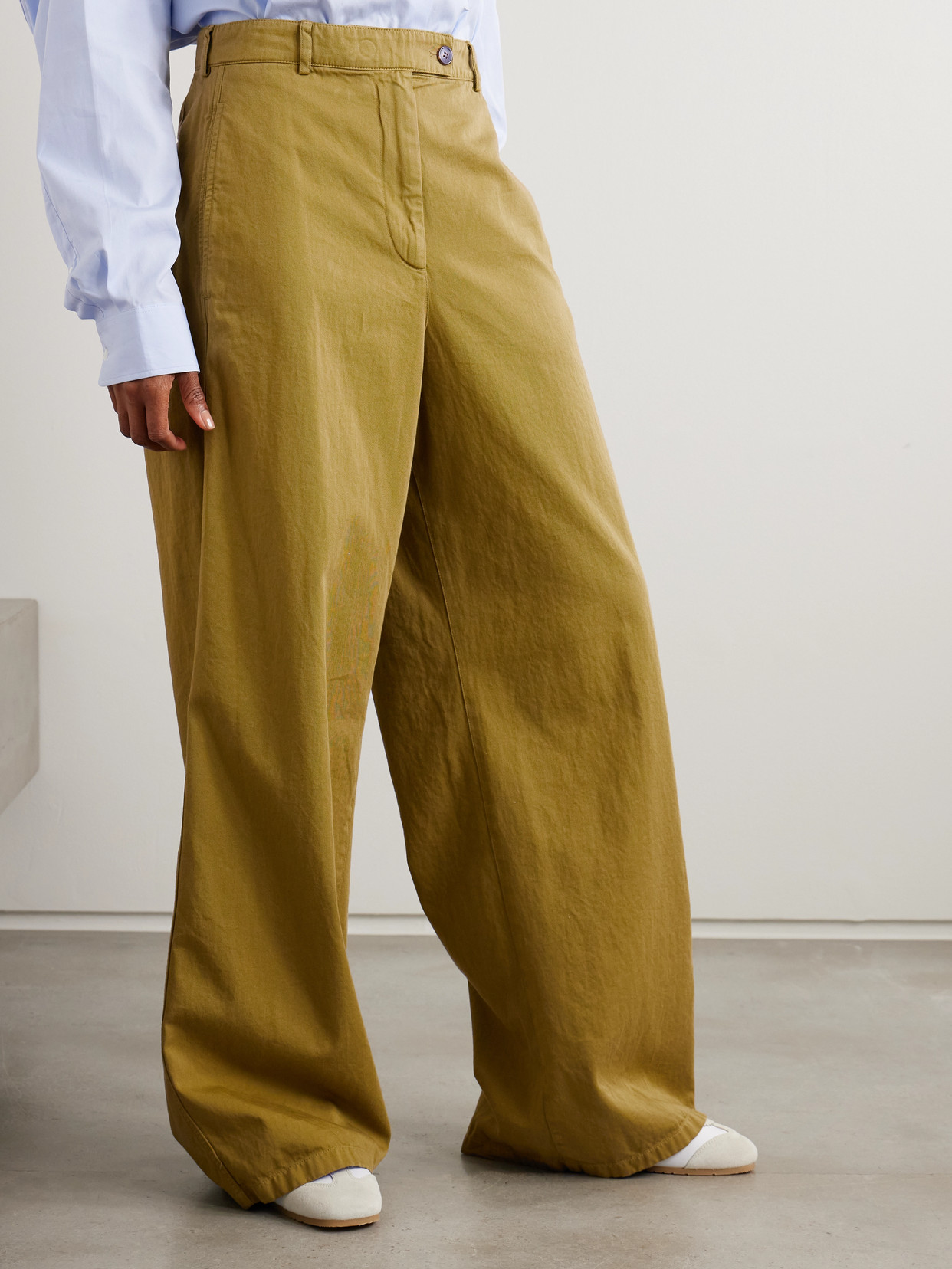 Dries Van Noten Cotton-twill Wide-leg Pants In Yellow