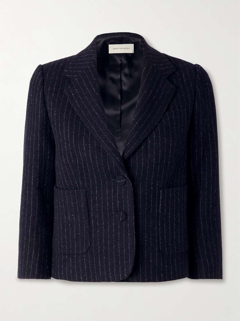 Dries Van Noten Cropped Pinstriped Wool Blazer