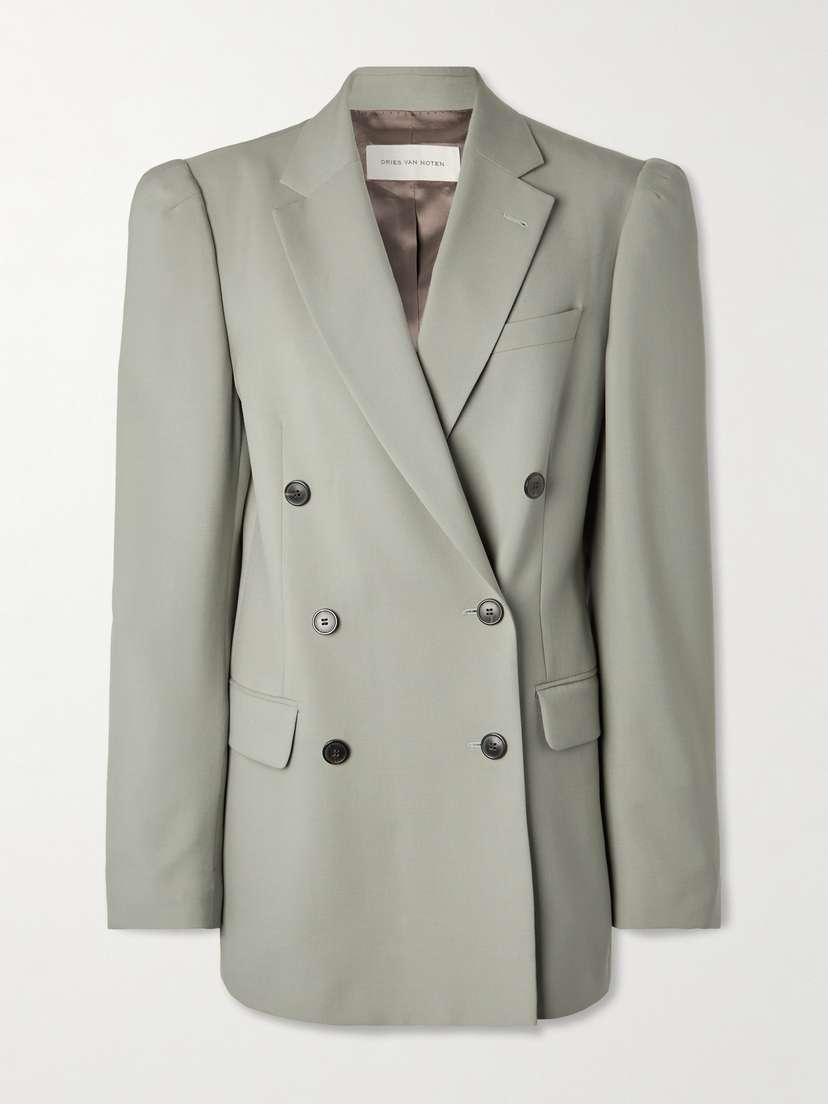 Dries Van Noten Double-breasted Wool And Mohair-blend Twill Blazer