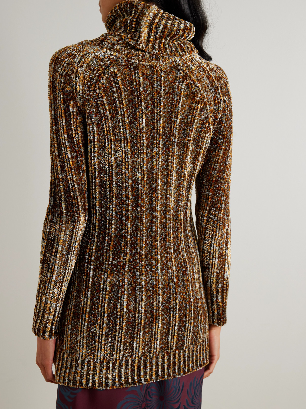 Dries Van Noten Chenille Turtleneck Sweater In Brown