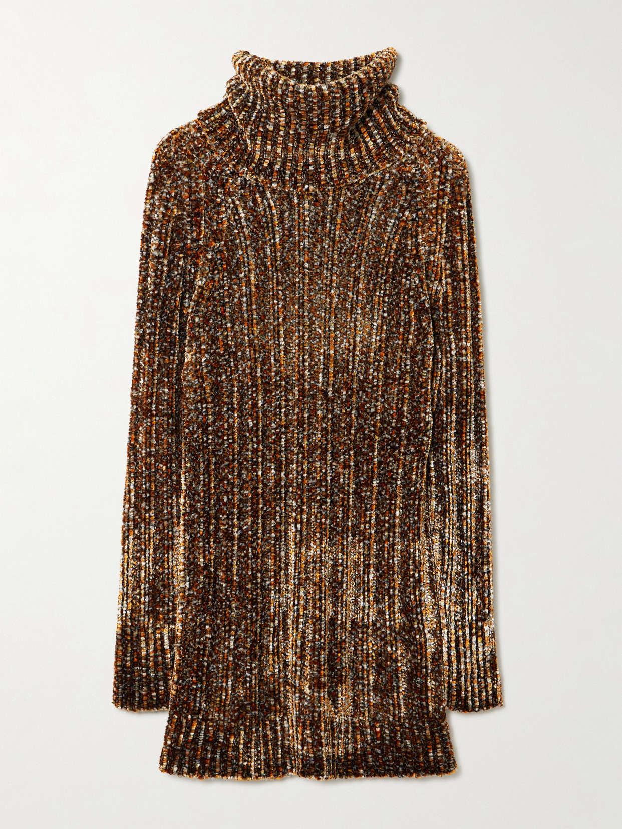 Dries Van Noten Chenille Turtleneck Sweater In Brown