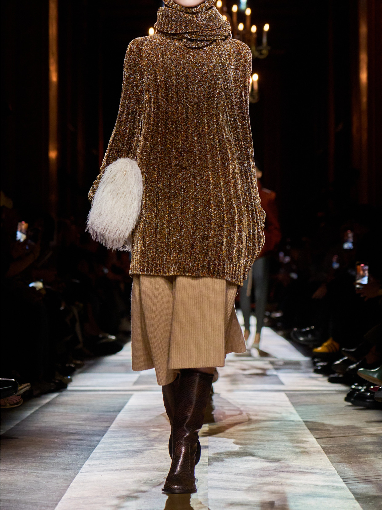 Dries Van Noten Chenille Turtleneck Sweater In Brown