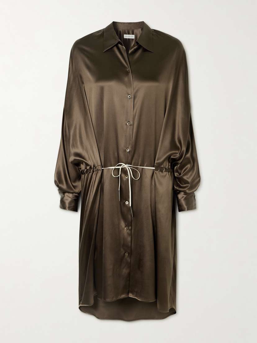 Dries Van Noten Silk-blend Satin Shirt Dress